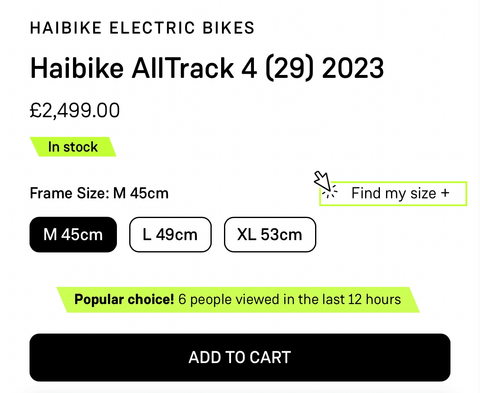 E-Bikeshop Frame Size Calculator